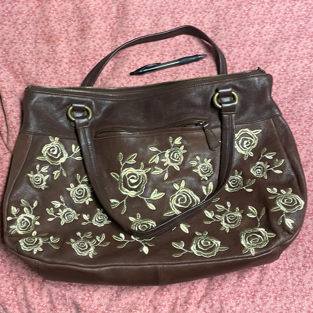 Brown with gold flowers